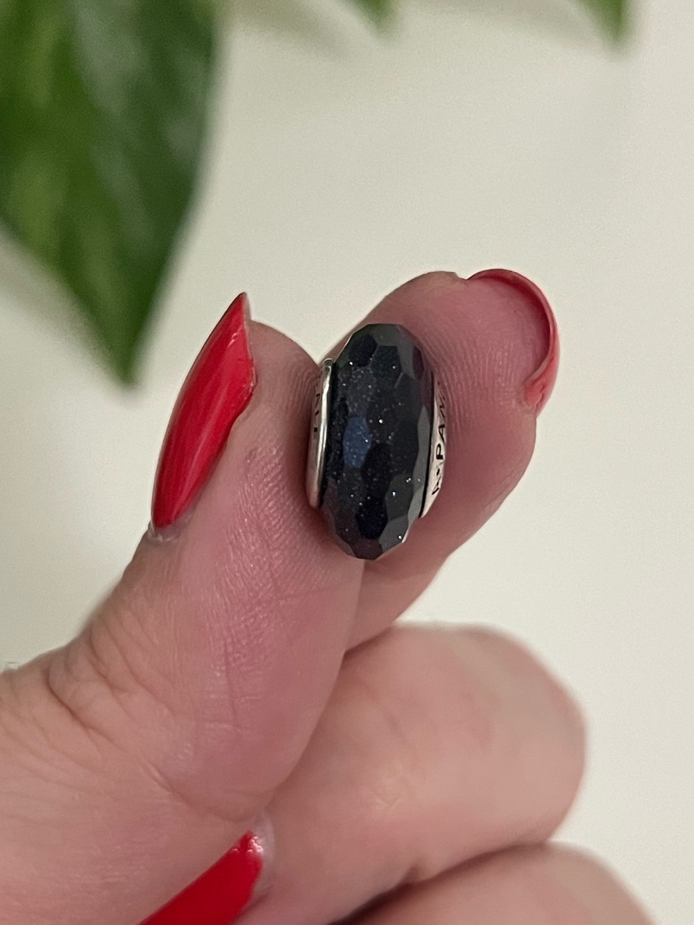Retired Pandora Midnight Blue Stardust Murano Glass Charm, 925